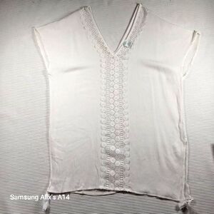 Kona Sol‎ V-neck Tunic Swimsuit Cover-up size Small   large 12-14 - White